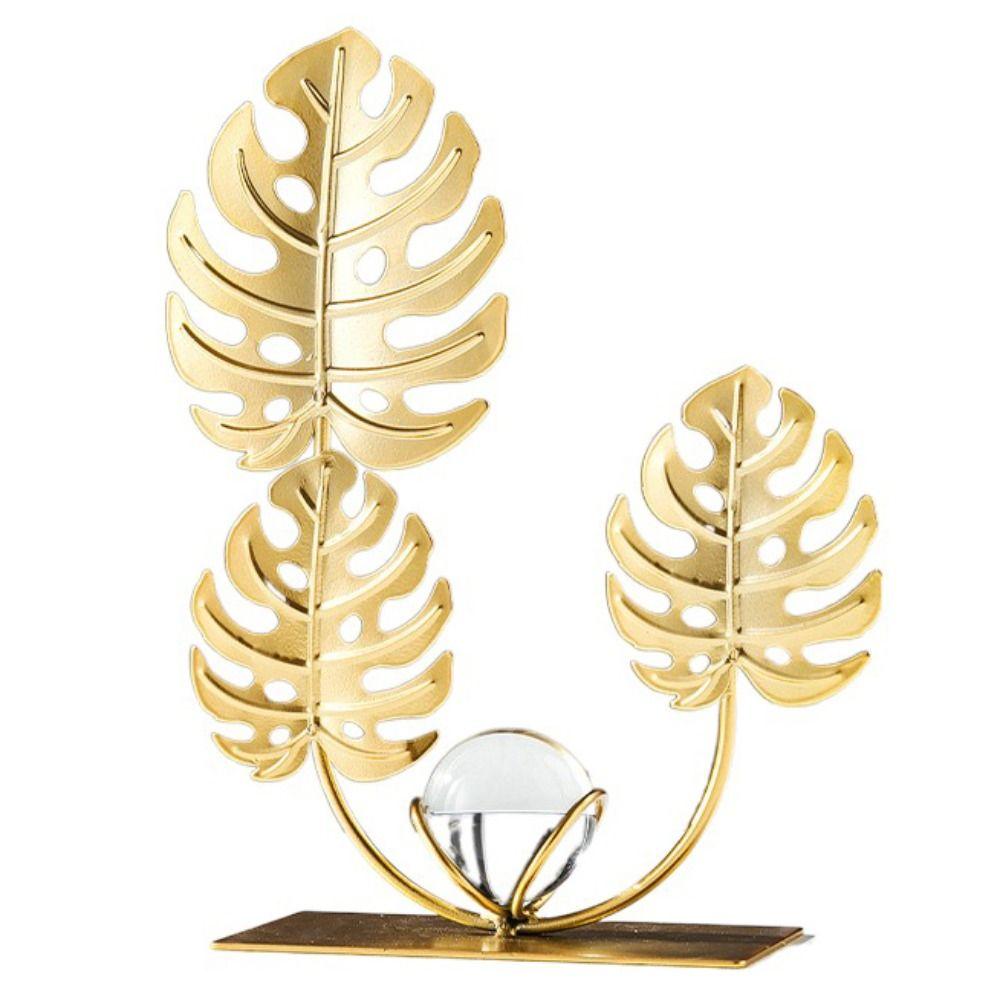 Nordic Crystal Ball Decor Rack Light Luxury Iron Maple Leaf Ornaments  Office