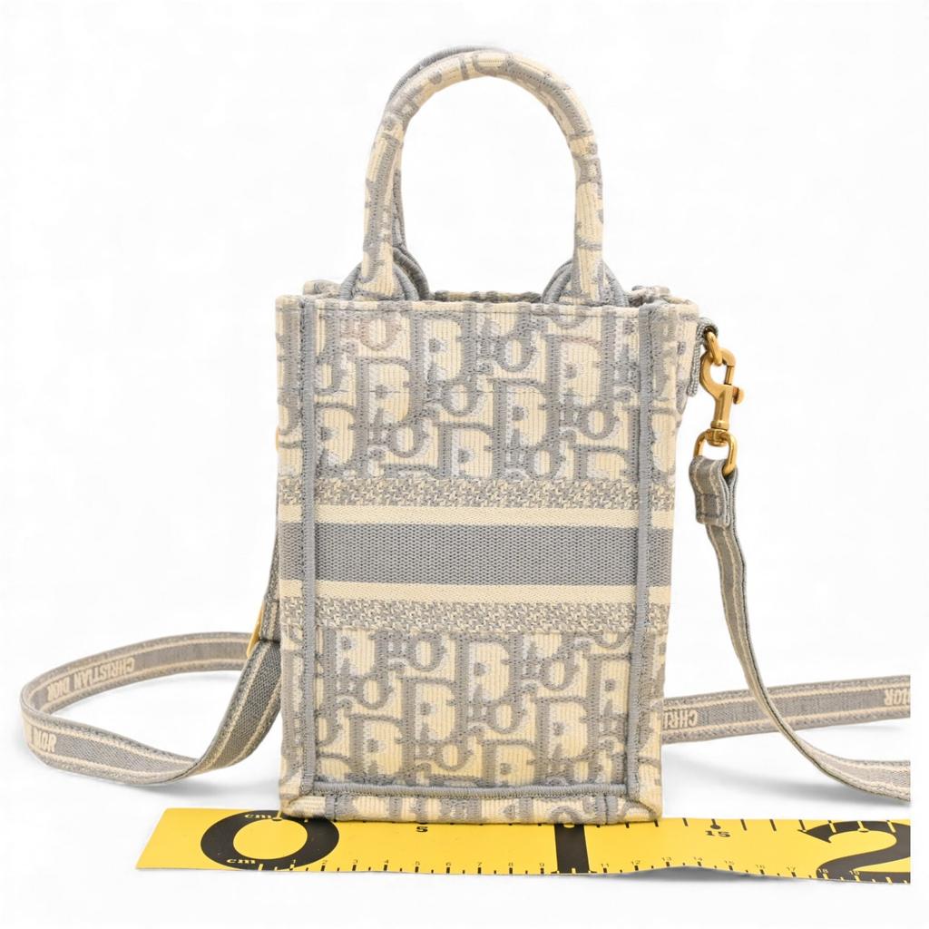 Auth DIOR Oblique Book Tote Mini Phone Bag 2WAY Shoulder Bag di79100ku Used