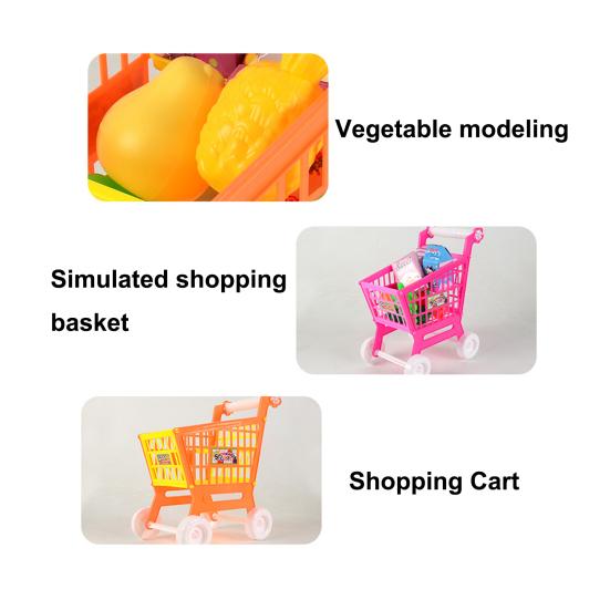 1 Set Kids Trolley Toy Rich Accessories Realistic Bright Color Parent-child Interactive Mini Shopping Cart Play House Toy for Gifts