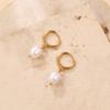 Gold PVD Plated Stainless Steel Anti Tarnish Freshwater Pearl Irregular Hoop Earrings Delicate Jewelry For Women