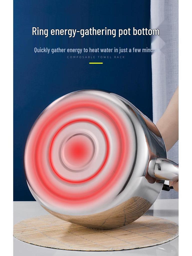 304 Stainless Steel Large Capacity Whistling Kettle for Gas, Open Flame & Induction Stoves.