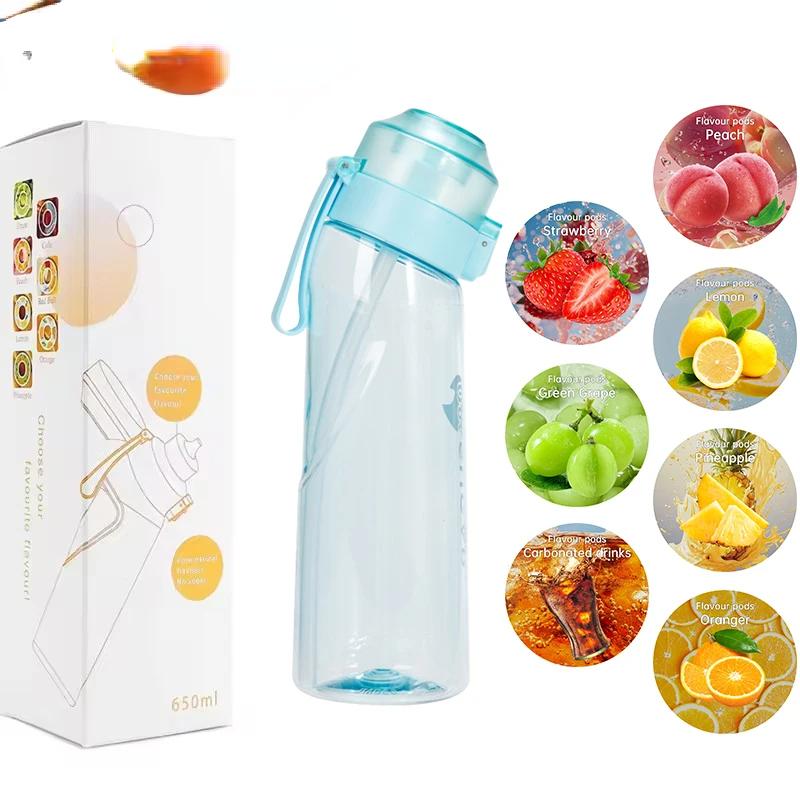 

Бутылка для воды LUSQI 650 мл с ароматом воздуха и 7 шт. капсул с разными вкусами, спортивная соломенная чашка из тритана для занятий спортом на открытом воздухе, фитнеса, без BPA 0.65L