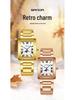Sanda Women's Retro Quartz Waterproof Watch with Roman Numerals, Moon Phase, and Light Luxury Design - Square Model 9122.
