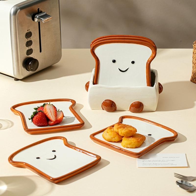 Bread Look Dip Plate Collection for Sauces and Appetizer Portions, Cute Table Accent for Everyday Home Dining Use