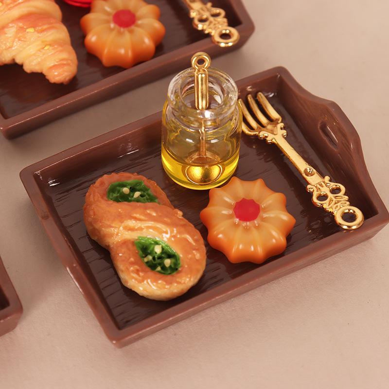 Miniature Fast Food Toy Set Lifelike Tiny Snack Model Odorless for Dollhouse Accessory DIY Craft Preschool Education Puzzle Toy
