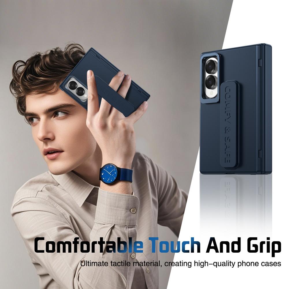 Elastic Wristband Phone Case For Samsung Z Fold 8 Fold8 Ultra Galaxy Z Fold 7 6 5 4 Camera Holder Front Glass Protect Cover