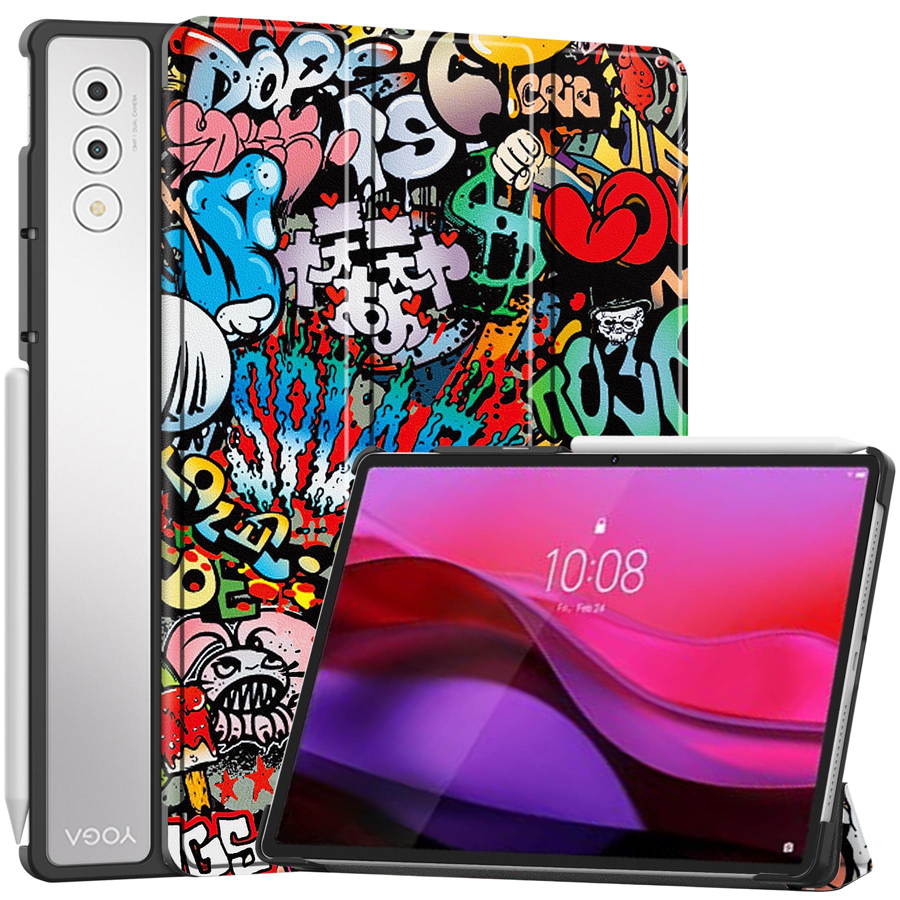 

Для Lenovo Yoga Tab Plus Чохол З Принтом Шкіряна Підставка Чохол для Планшета Graffiti