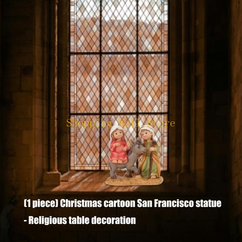 KX4B Resins Catholic Holy Family Statue Christmas Home Decors,Renaissances Sculptures Tabletop Centerpieces for Living Room CN