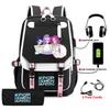 K-Pop Inspired Cartoon Print Backpack Pencil Case Set High School Students Breathable Waterproof Canvas Bag With Air
