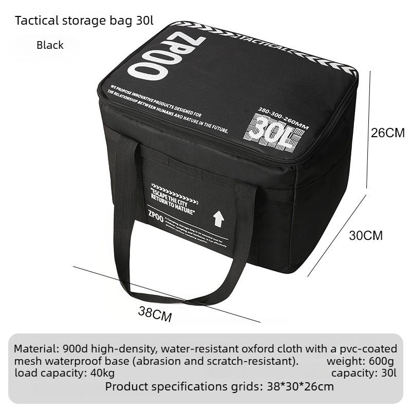 30L Large Capacity Outdoor Folding Storage Box for Camping Picnic Gear and Tactical Organizer with Kitchenware Compartments