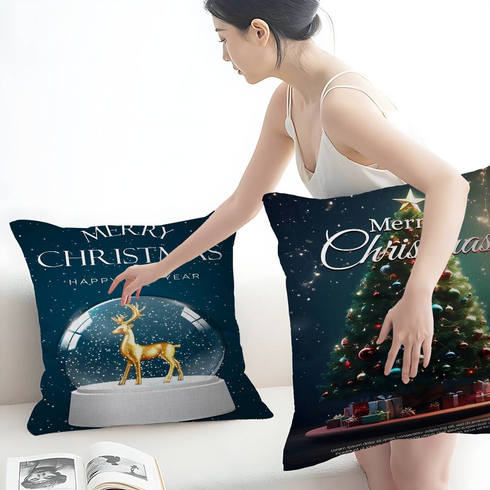 Christmas Tree Ball Decoration Pillow Case Cushion Cover Car Throw Pillow Case For Sofa Car Christmas Gift 40x40cm 45x45cm