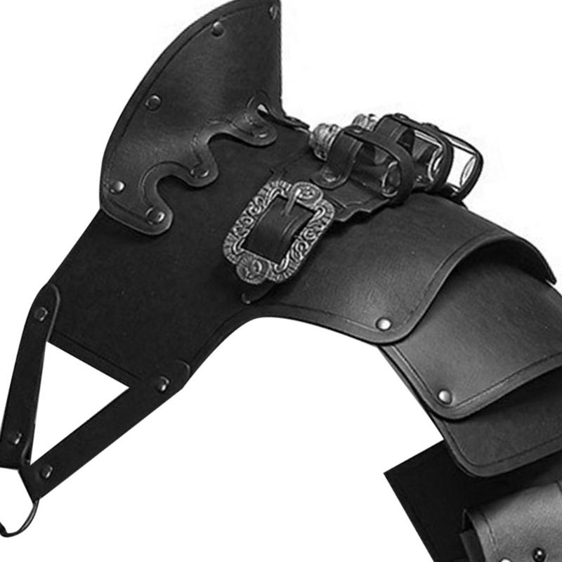 Vikinges Faux Leather Single Pauldron Shoulder Armour,Medieval Knight Shoulder Armour for LARP/Cosplay