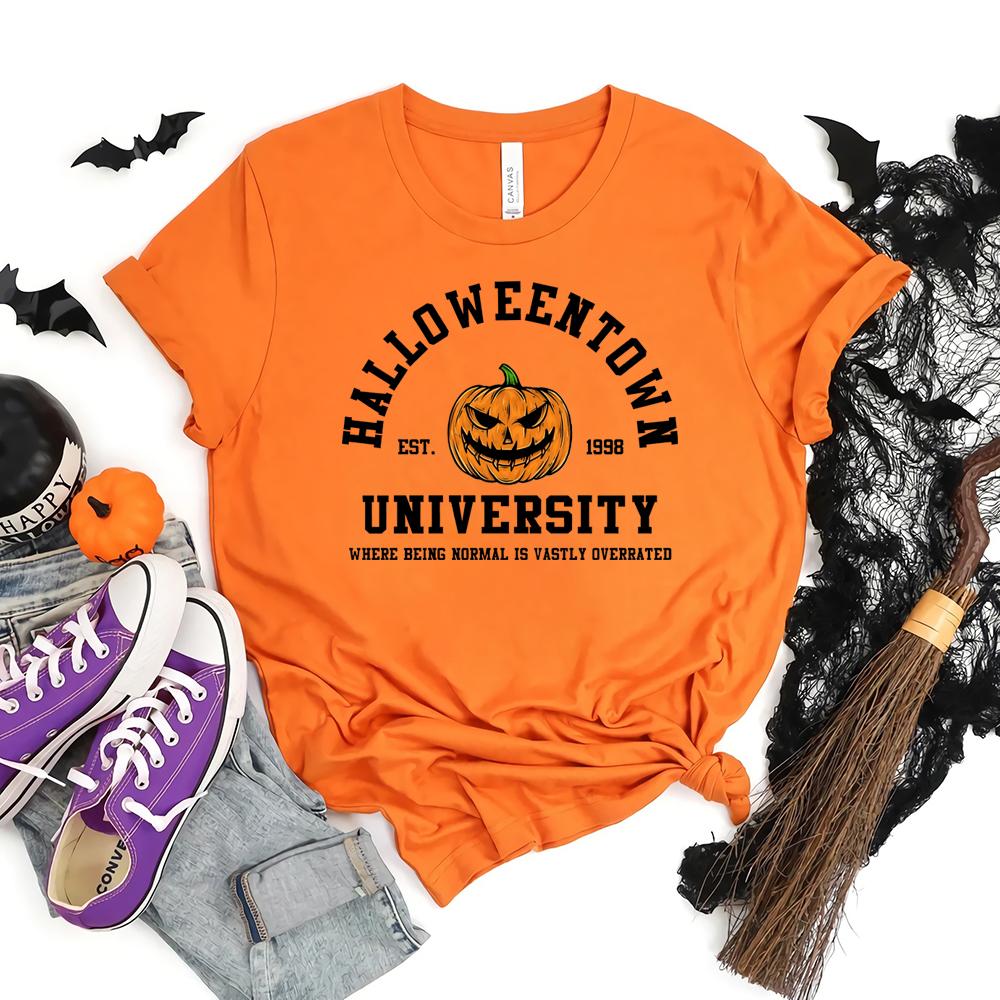 

2025 Vintage halloweentown TShirt Unisex Women Halloween Shirt Pumpkin Face Graphic Tee retro fall HalloweenTown Movie Shirts S