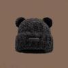 1 Pcs Winter Thickened Cute Little Bear Hat Big Headed Soft Glutinous Plush Hats Ear Protection Woolen Warm Fluffy Fur Headgear