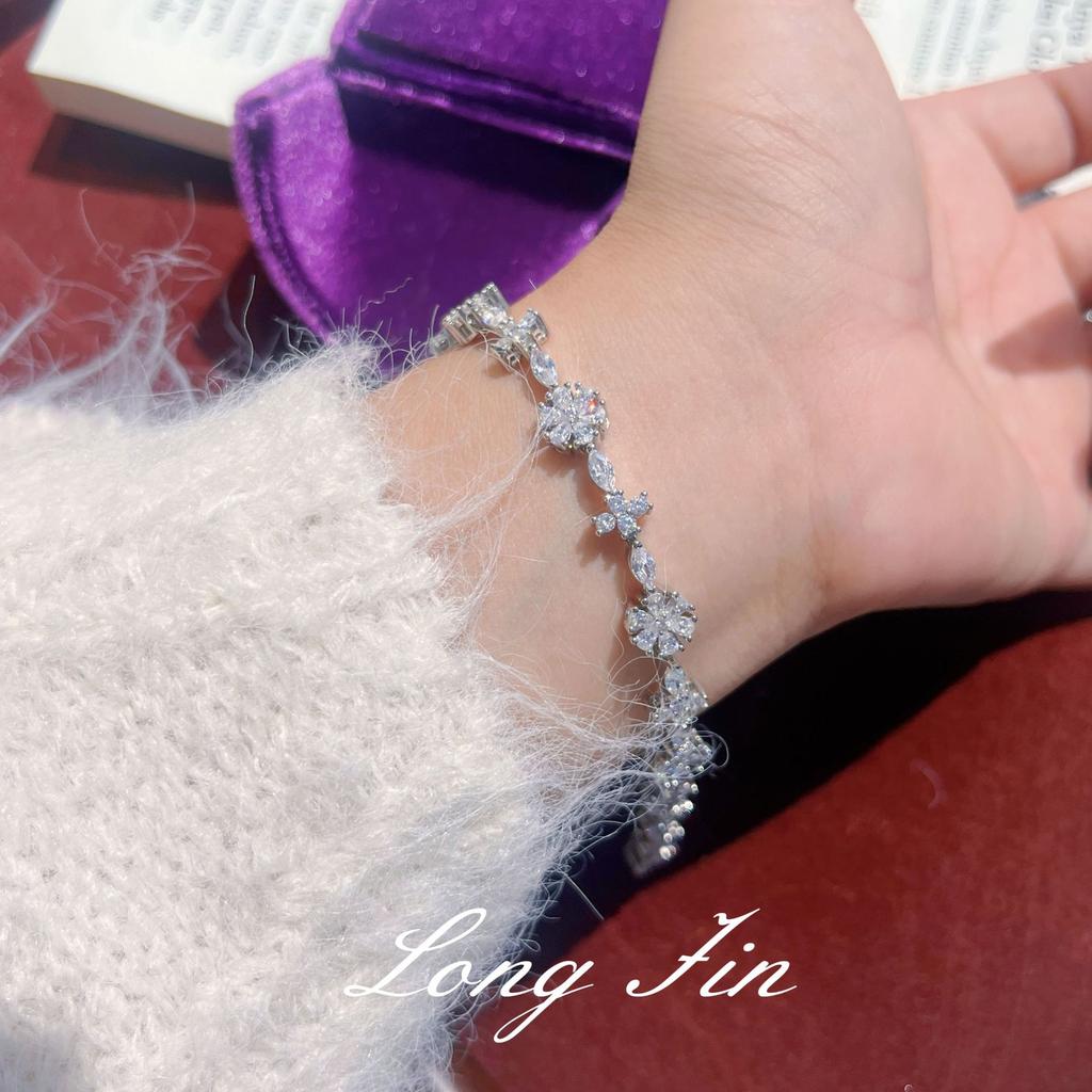 Vergissmeinnicht Blume Voll Diamant Armband Halskette Ohrringe Super Flash Fortgeschrittener Leichter Luxus Live Übertragung