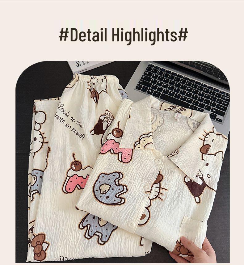 Set Pijama Drăguț de Desene Animate pentru Femei 2025 - Cardigan de Primăvară/Toamnă cu Mâneci Lungi și Pantaloni