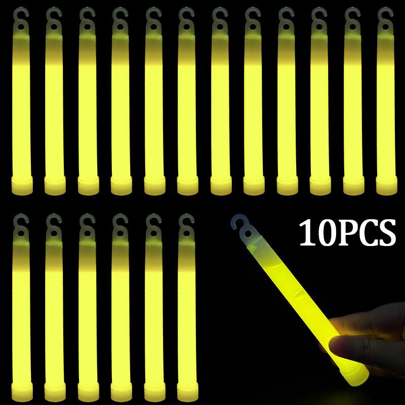 5/10pcs Glow Sticks With Hook 6 Inch Fluorescence Light Stick For Hiking Camping Outdoor Supplies Glow In The Dark Party Decor