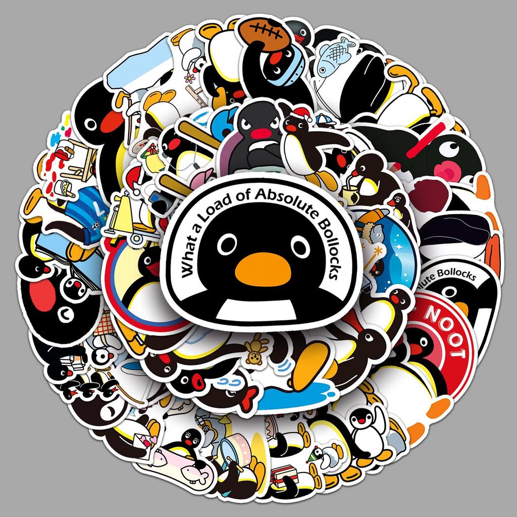 Pingu Penguin Family Waterproof Stickers: Cute Cartoon Animals for Decor, Phone Cases, Planners, 50 Sheets