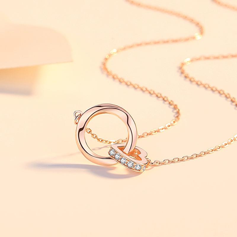 OAHLAN Women s 925 Sterling Silver Mobius Ring Love Pendant Necklace with Zirconia Fashion Jewelry 18inches розового золота
