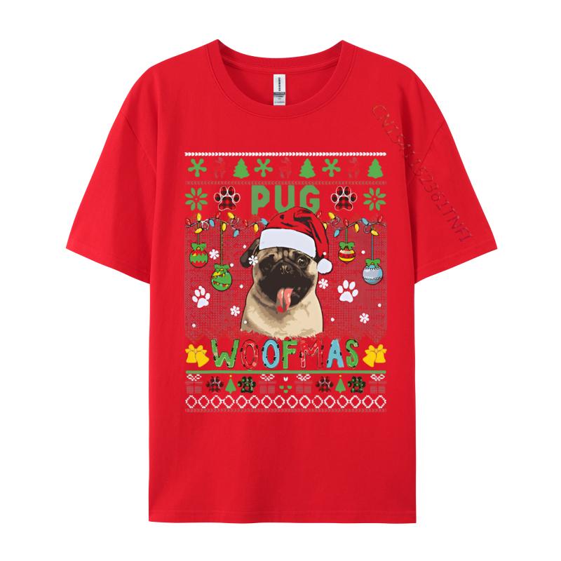 Pug Christmas Woof Santa Pug Matching Tshirt Graphic T Shirts 100 Cotton Breathable Tshirt Free Shippping Clothes