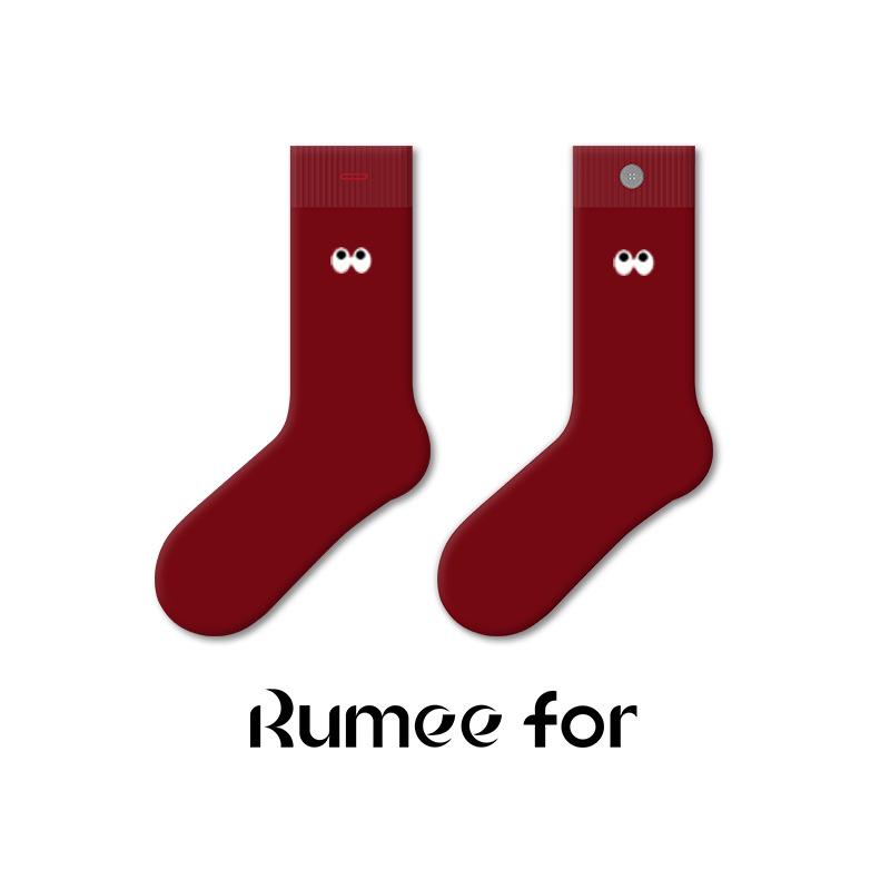 

Носки до середины икры с вышивкой оленей - Дизайн на пуговицах, Женский модный весенне-осенний стиль Fits Size 35-42