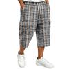 Men's Casual Drawstring Cargo Shorts with Plaid Print for Summer Outdoor Activities
