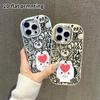 Phone case: 2D flat design suitable for iPhone 18 17 16 15 14 13 Pro protective case, couple style, love heart rabbit, Christmas and Halloween gift