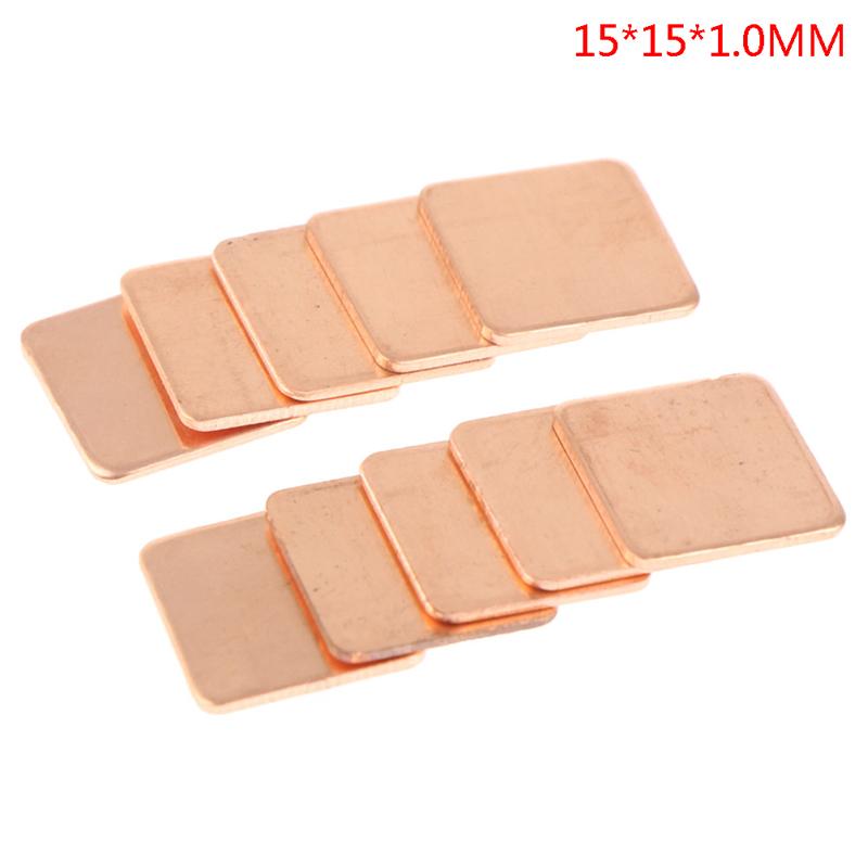 

10 шт. термопрокладок 15x15 мм медные термопрокладки для графического процессора медная прокладка радиатор для охлаждения ноутбука лист радиатора для процессора 15*15*1.0MM