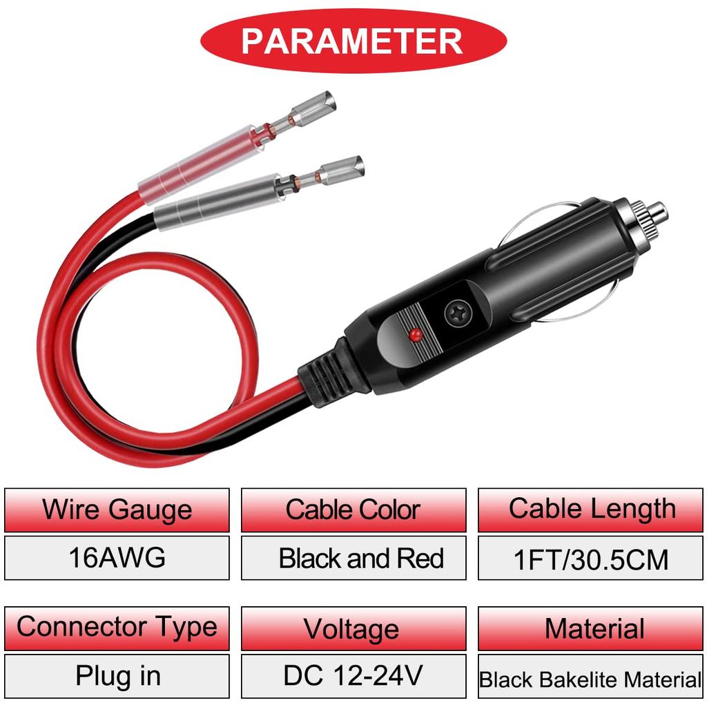 MKBKLLJY 3 Pcs Cigarette Lighter Male Plug Replacement Cigarette Lighter Male Plug with