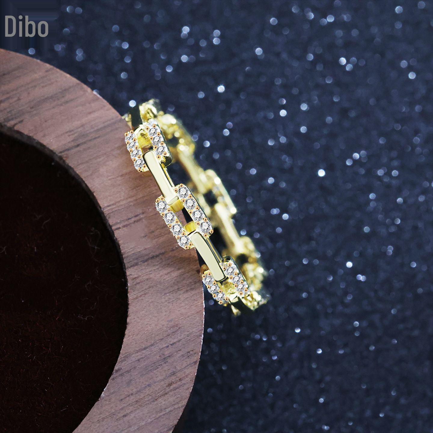 

Dibo S925 Sterling Silver European & American Style Chain Ring for Women Size 6 золотий