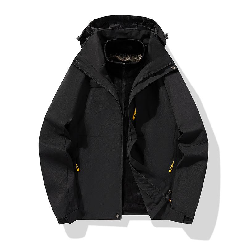 Outdoor Jacket Autumn and Winter New Graphene Detachable Three-in-one Two-piece Set Plus Velvet Thickened Silver Fox Velvet Jacket