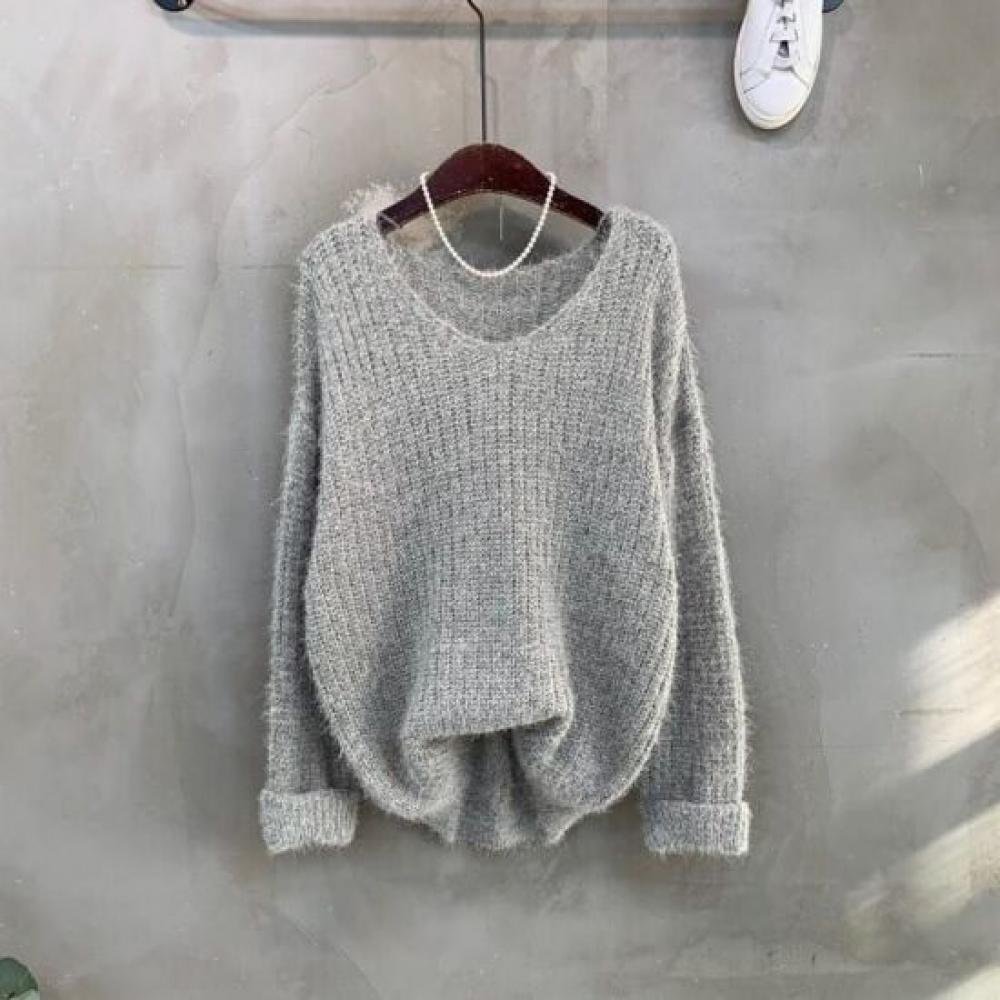 C S In The Room Hairy pIne V neCk Long SleeVe Knit 4Color