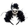 Halloween Party Skull Headpiece With Punk Flower Decors Comfortable Hairband For Adult Costume Event Gathering Headwear