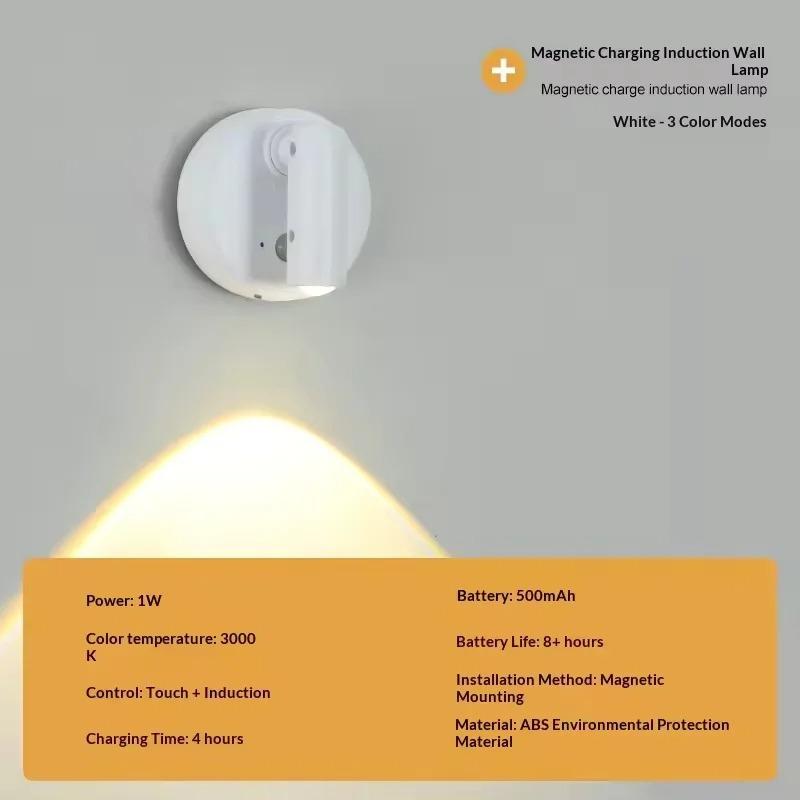 Wiederaufladbare Wandleuchte mit Bewegungssensor LED Touch-Dimmfunktion Fernbedienung 360° Drehung Nachtlichter für Heimdekoration