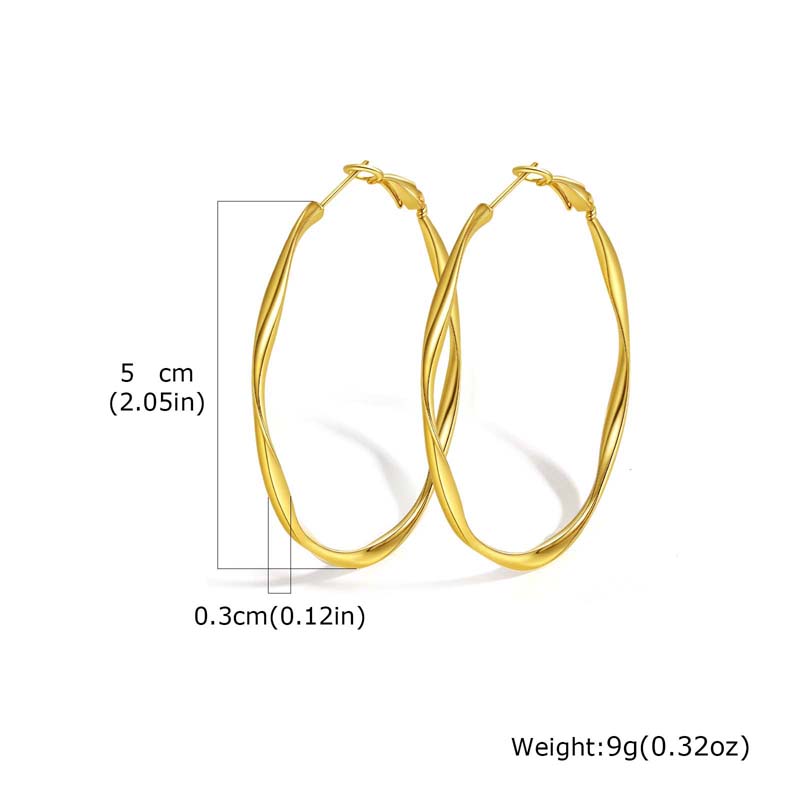 2026 Trendy Metal Twisted Circle Hoop Earrings for Wome Women Gold Color Large Round Geometric Earrings Zircon Valentine's Gift