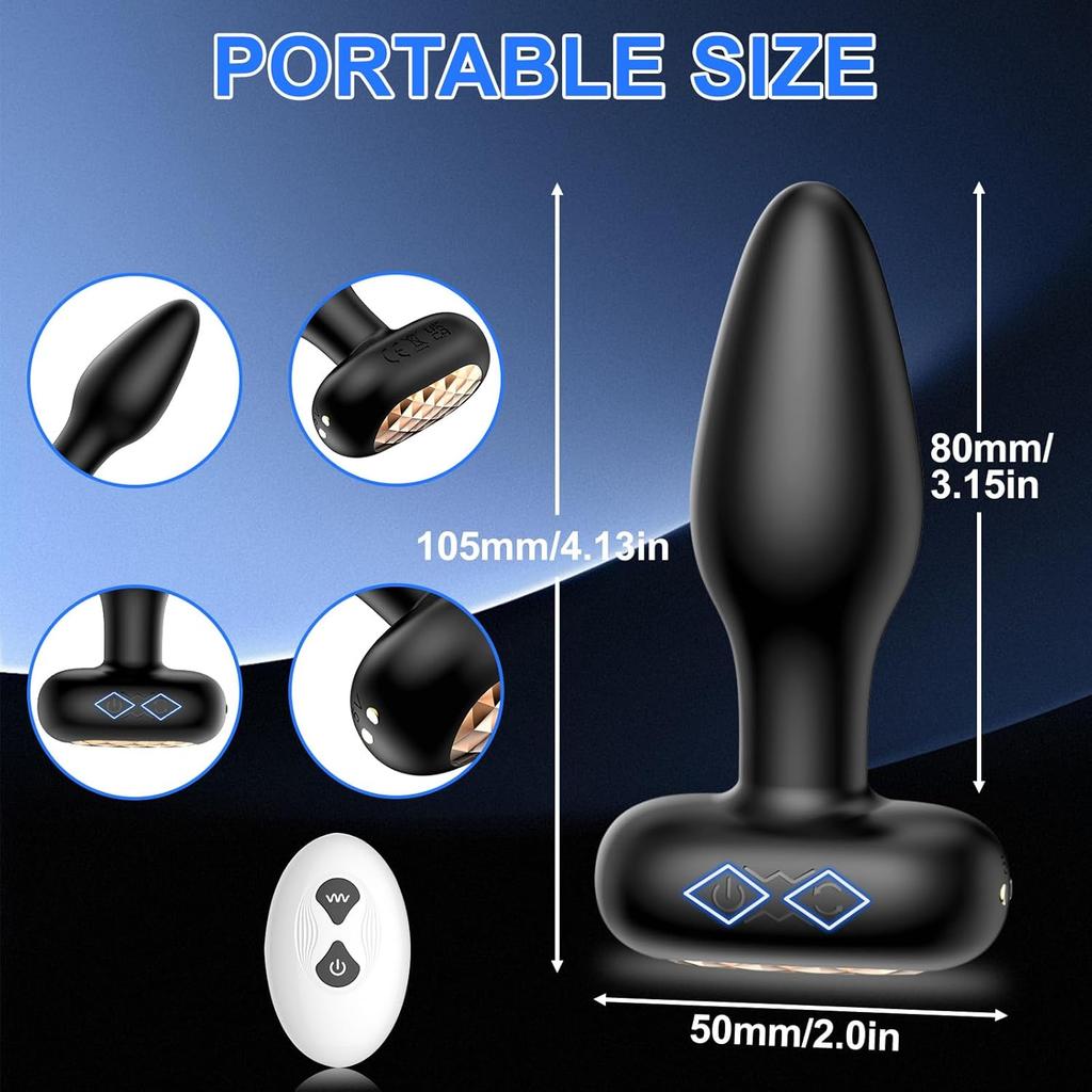 Female Wireless Remote Vibrating Butt Plug Anal Vibrator Sex Toys for Women G-spot Nipple Stimulation Ass Dildo Prostate Masturbation Men and Couples