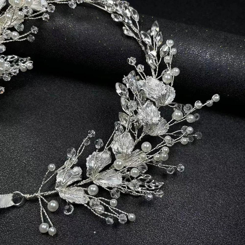 Handmade Bridal Headband Zinc Zinc Alloy Leaf Bridal Tiara Hair Vine Retro Crystal Headpiece  Bridal Party