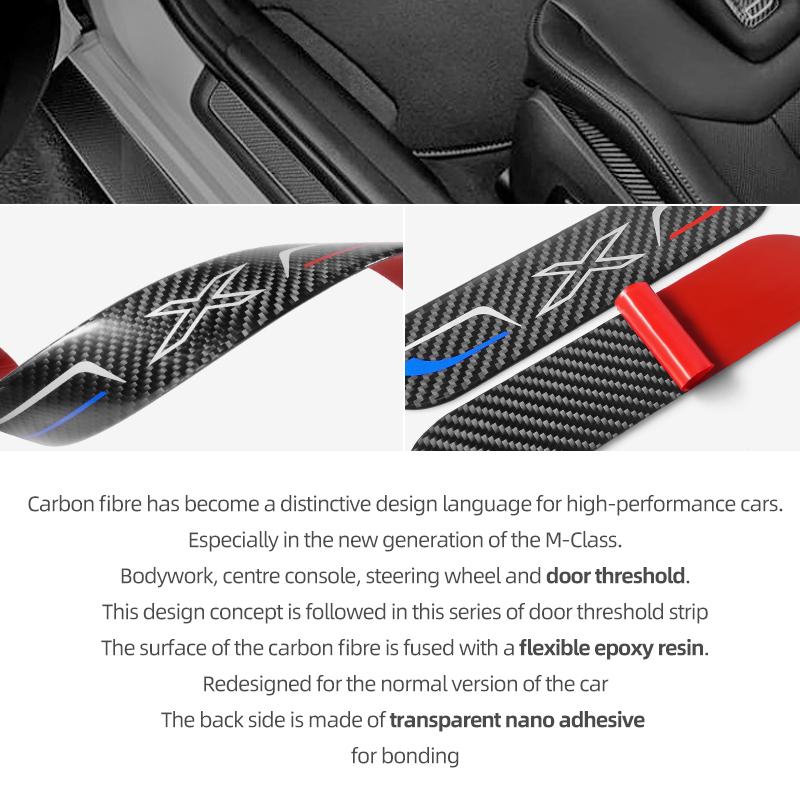 Carbon Fiber For BMW X5 E70 F15 X6 E71 F16 X1 E84 Door Sills Anti-Scuff Stickers Threshold Trim Strips Car Interior Accessories NM5