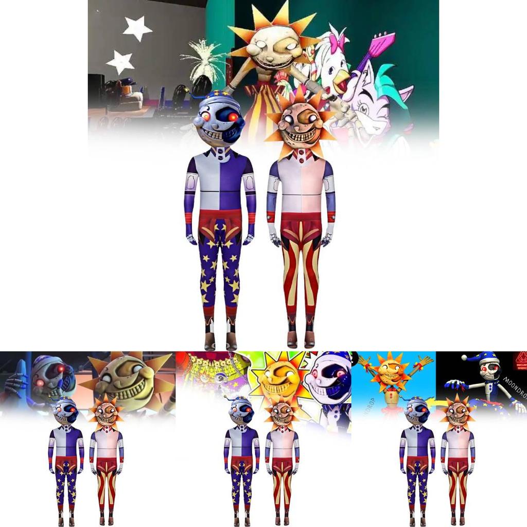 Nights Five At Freddys Security Breach Sun Moon Cosplay Jumpsuits Gift Costume