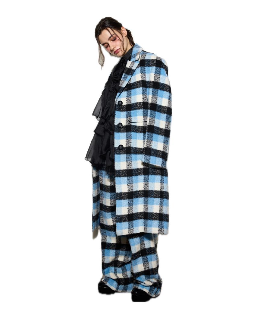 GREEDILOUS Plaid Structured Long Coat