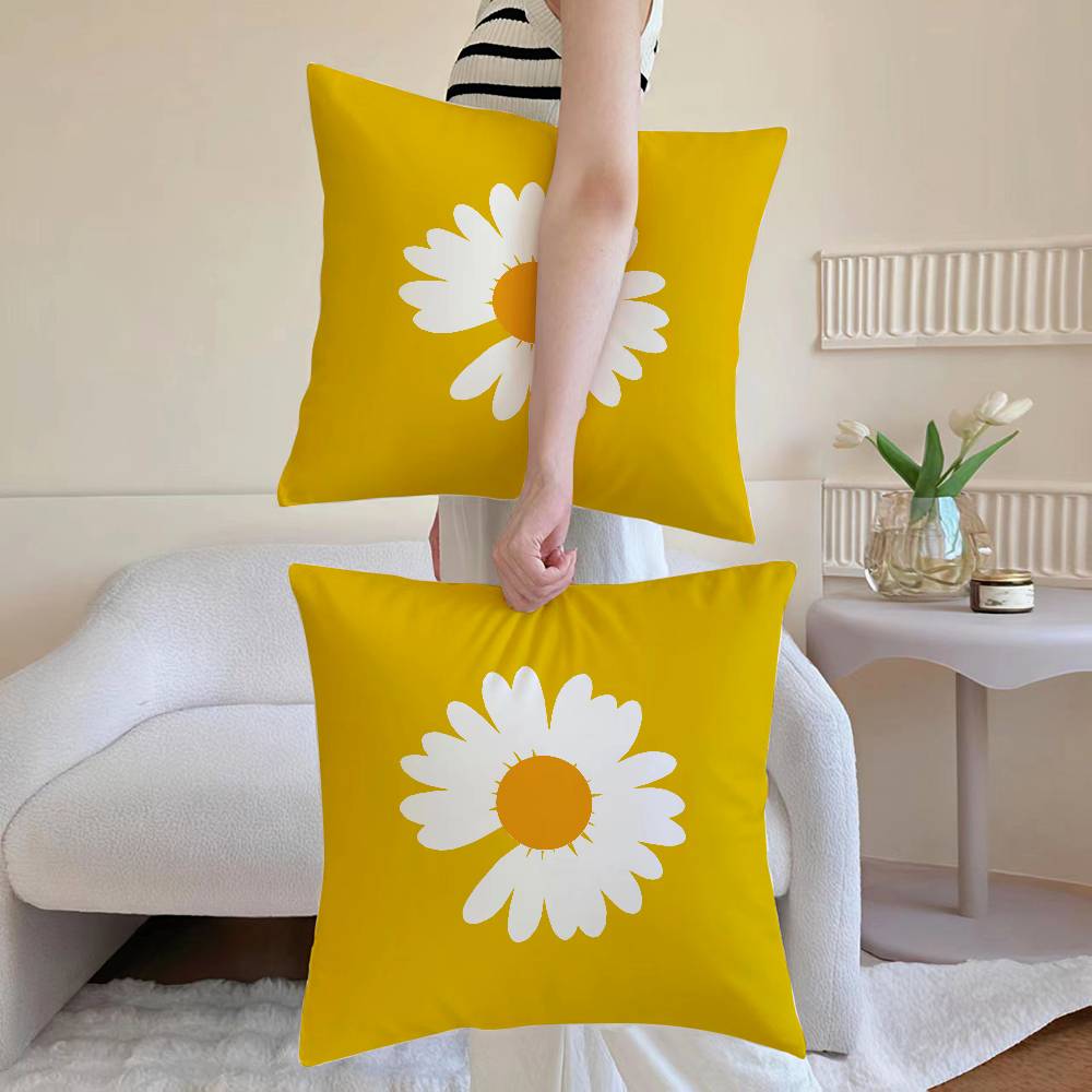 

Anime Daisy Pillow Case Sofa and Living Room Decorative Cushion Covers Dust-proof and Mite-proof Invisible Zipper 12x12Inch