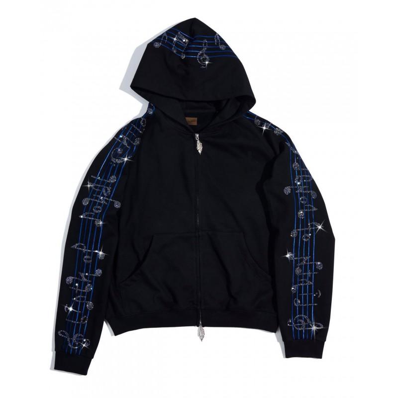 Americká Y2K mikina s kapucí na zip s kamínky a nápisem Streetwear Volný střih Unisex Top