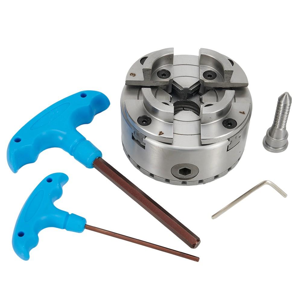 4In 4‑Jaw Self‑Centering Lathe Chuck with M33 Thread 2.5mm Wrench 96mm Chuck OD
