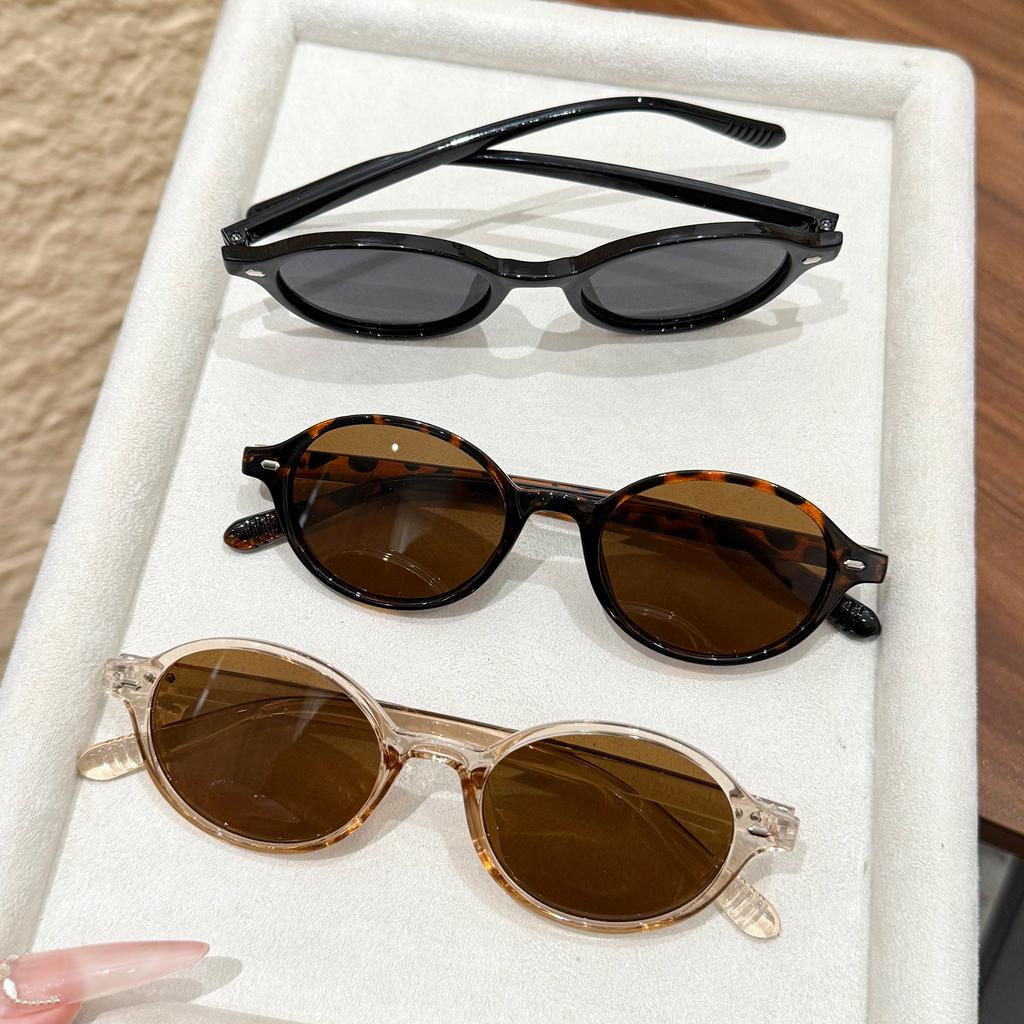3Pcs New Retro Oval Sunglasses for Women, Luxury Brand Small Rectangular Sunglasses for Women, Small Oval Glasses