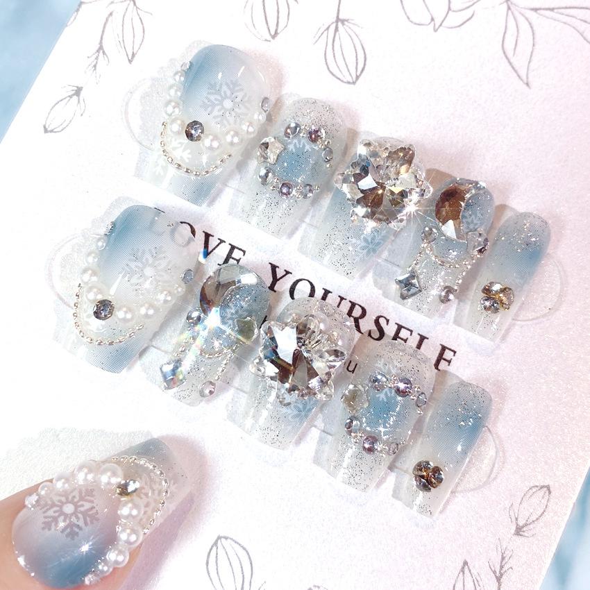 Christmas and New Year Snowflake Diamond Nail Patch Nail Patch Removable Nail Patch Wear Nail Art Finished U16