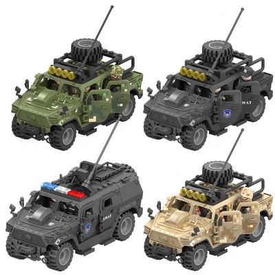 Militärwaffen SWAT Spezialeinheit Soldat gepanzertes Fahrzeug Auto Actionfigur Auto Fahrzeug Modell Baustein Spielzeug für Kinder