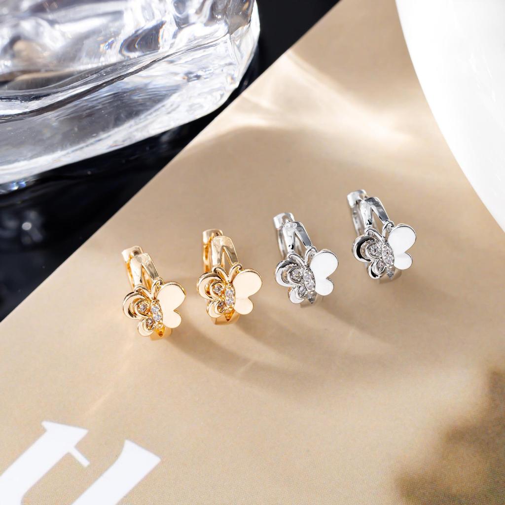 Creative Micro-Inlaid Hollow Butterfly Stud Earrings: Women's Fashion Accessory
