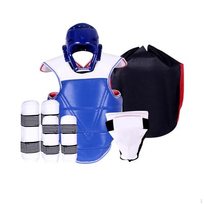 5-pack Taekwondo Beschermers, Volledige Lichaamsbescherming, Bokshoofdbeschermer, Gewatteerde Kruisbeschermer, Vechtsporten