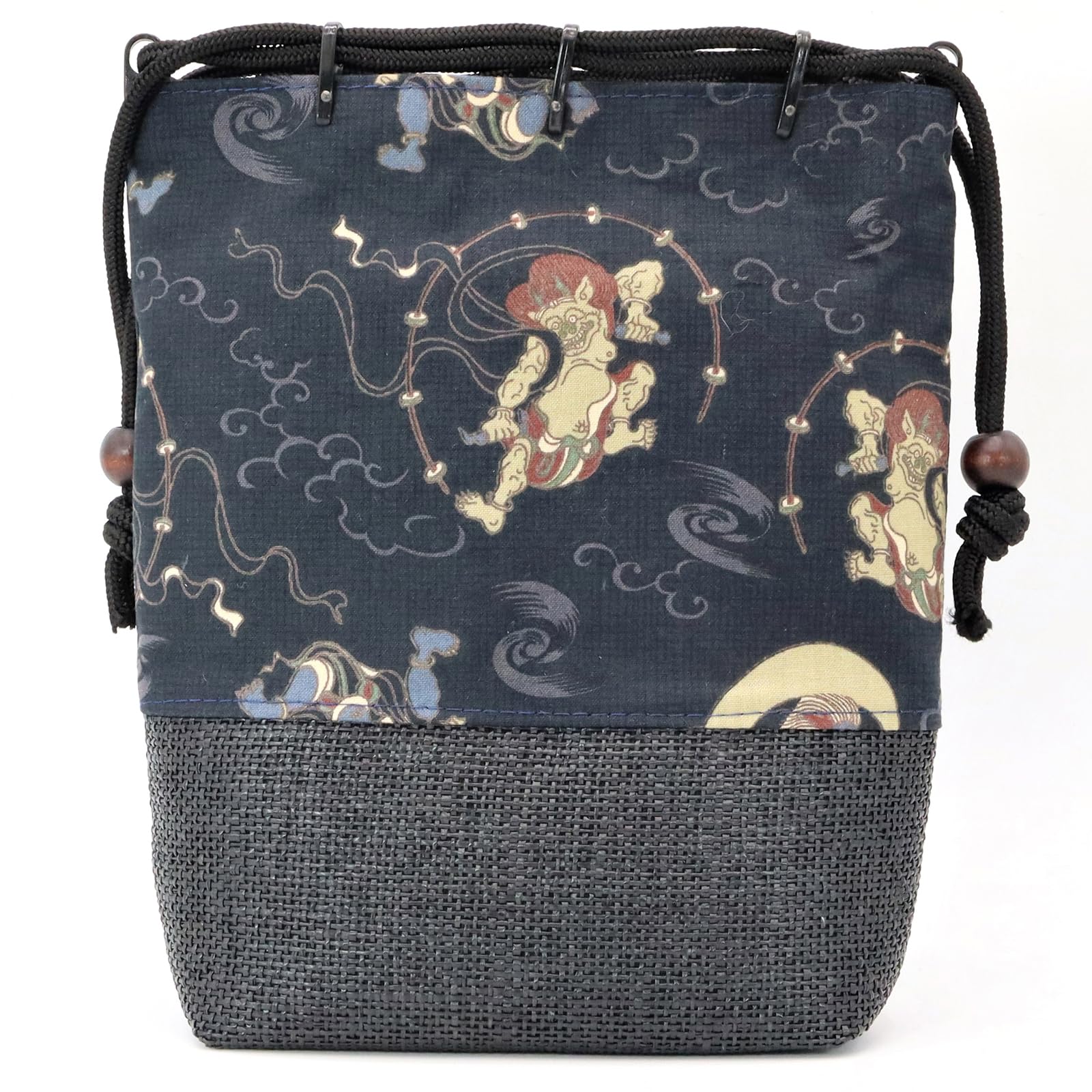 

Maruzen drawstring bag with Shingen Fujin made in 24 x 20 x 7 cm netting, bag, Raijin, Japan, black, approx. чёрный