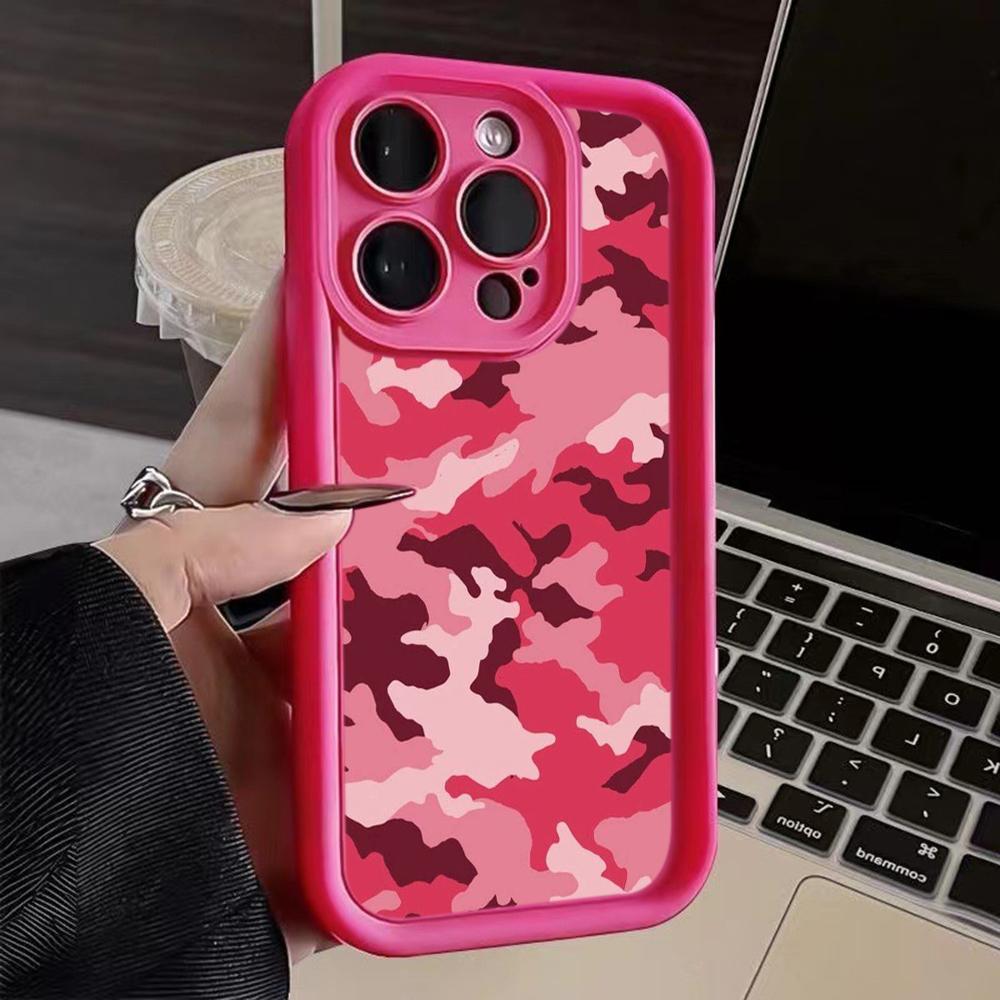 LZ6 Camouflage Camo Design Silicone Phone Case for iPhone 11 13 14 15 16 Pro Max 7 8 16 Plus 12 mini XS Max XR Shockproof Back Cover